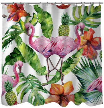 Watercolor Illustration Of Tropical Pink Flamingo Bird - Graphite Pickleball Paddle (leaf) (400x400), Png Download