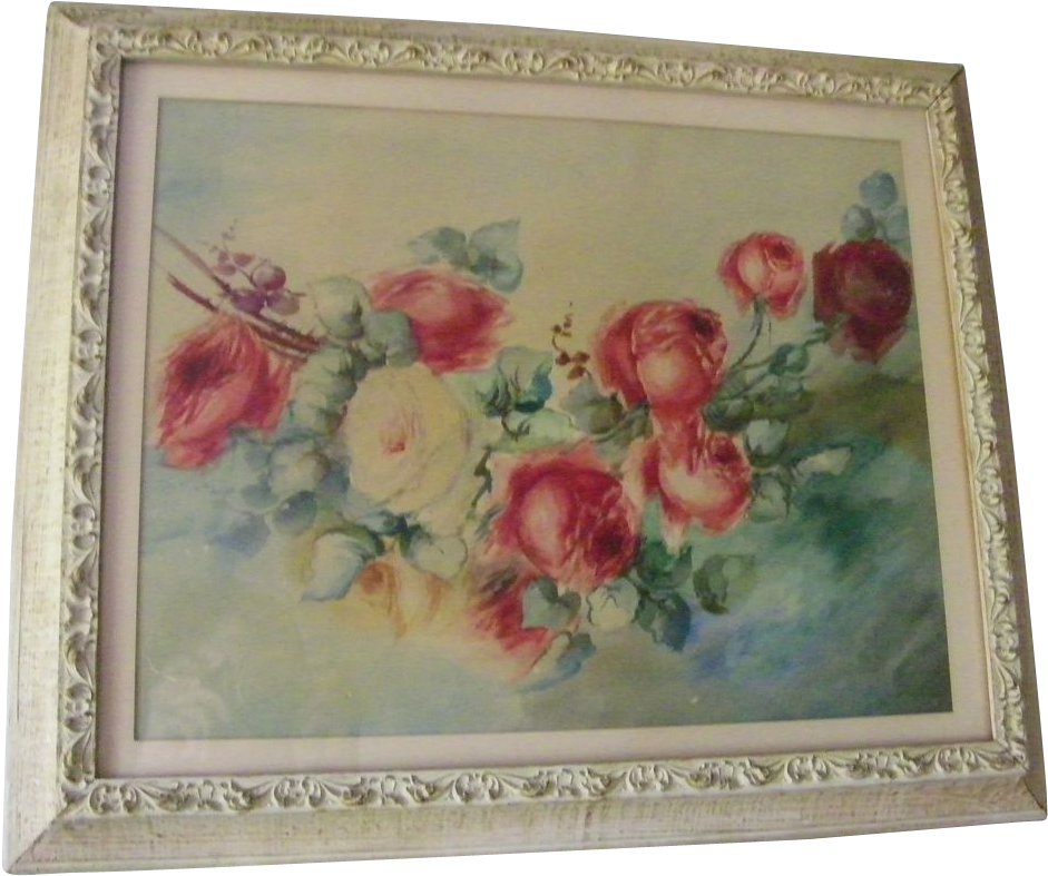 16 X 20 Original Watercolor Painting Roses Free Ship - Garden Roses (1024x1024), Png Download