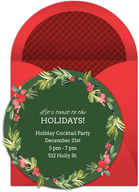 Watercolor Wreath Online Invitation - Wreath (650x650), Png Download