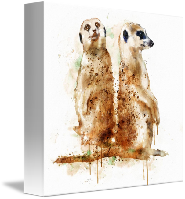 "meerkats" By Marian Voicu, Bucharest // Watercolor - Meerkat Art (606x650), Png Download