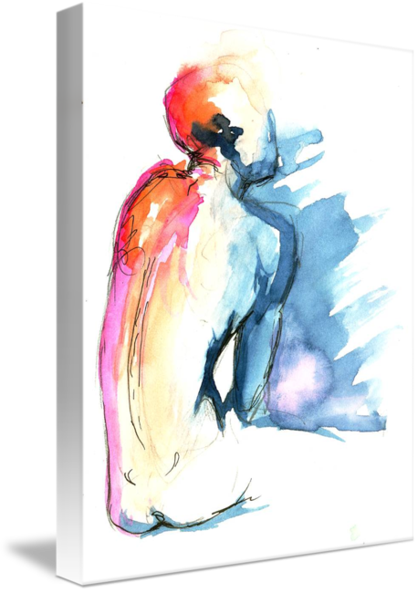 Figure Study In Watercolor - Gallery-wrapped Canvas Art Print 16 X 21 Entitled Figure (458x650), Png Download