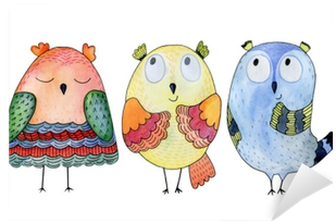 Watercolor Funny Illustration With Owl - Illustration (400x400), Png Download