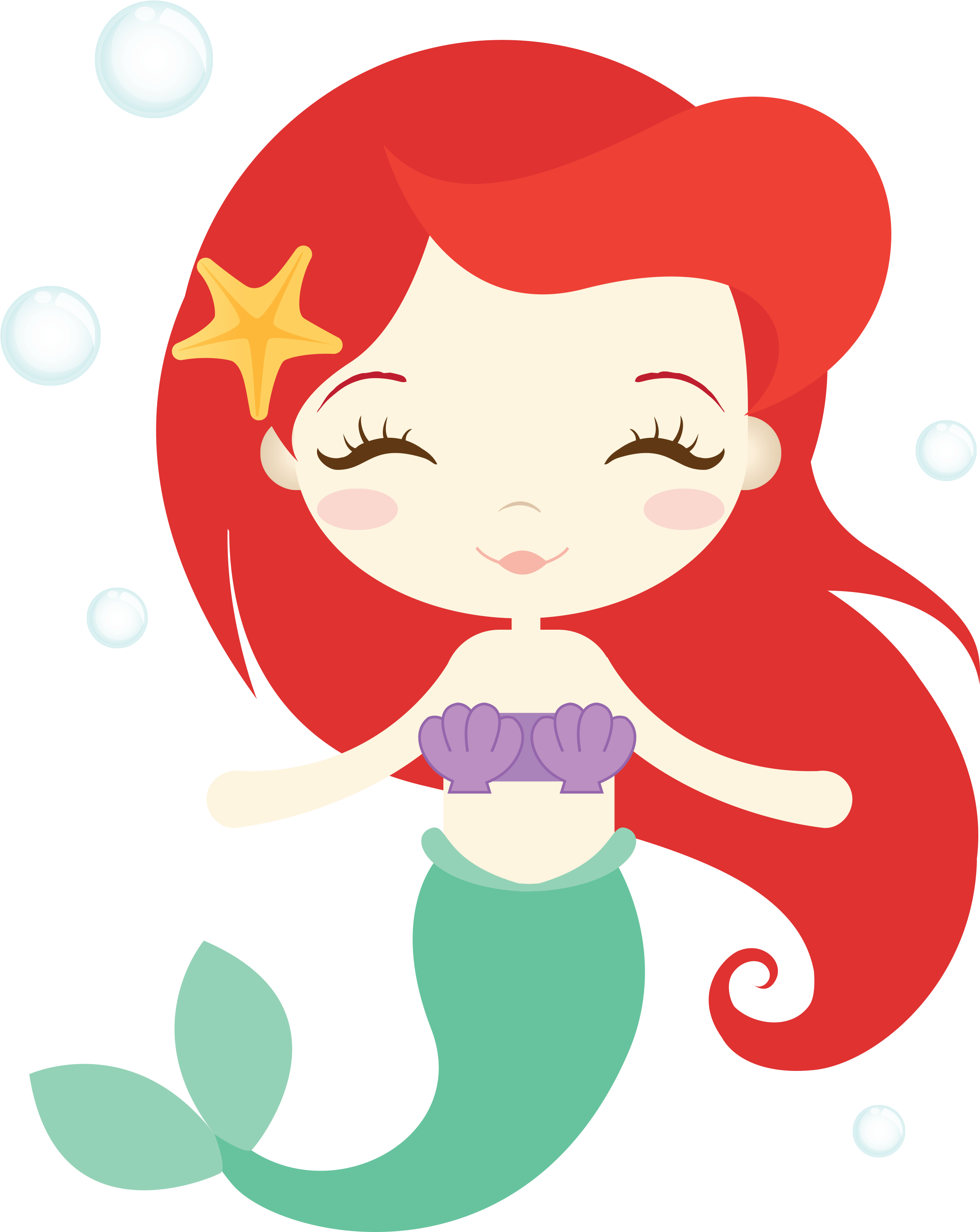 Ariel Mermaid, Ariel The Little Mermaid, Baby Mermaid, - Cute Mermaid (3000x3000), Png Download