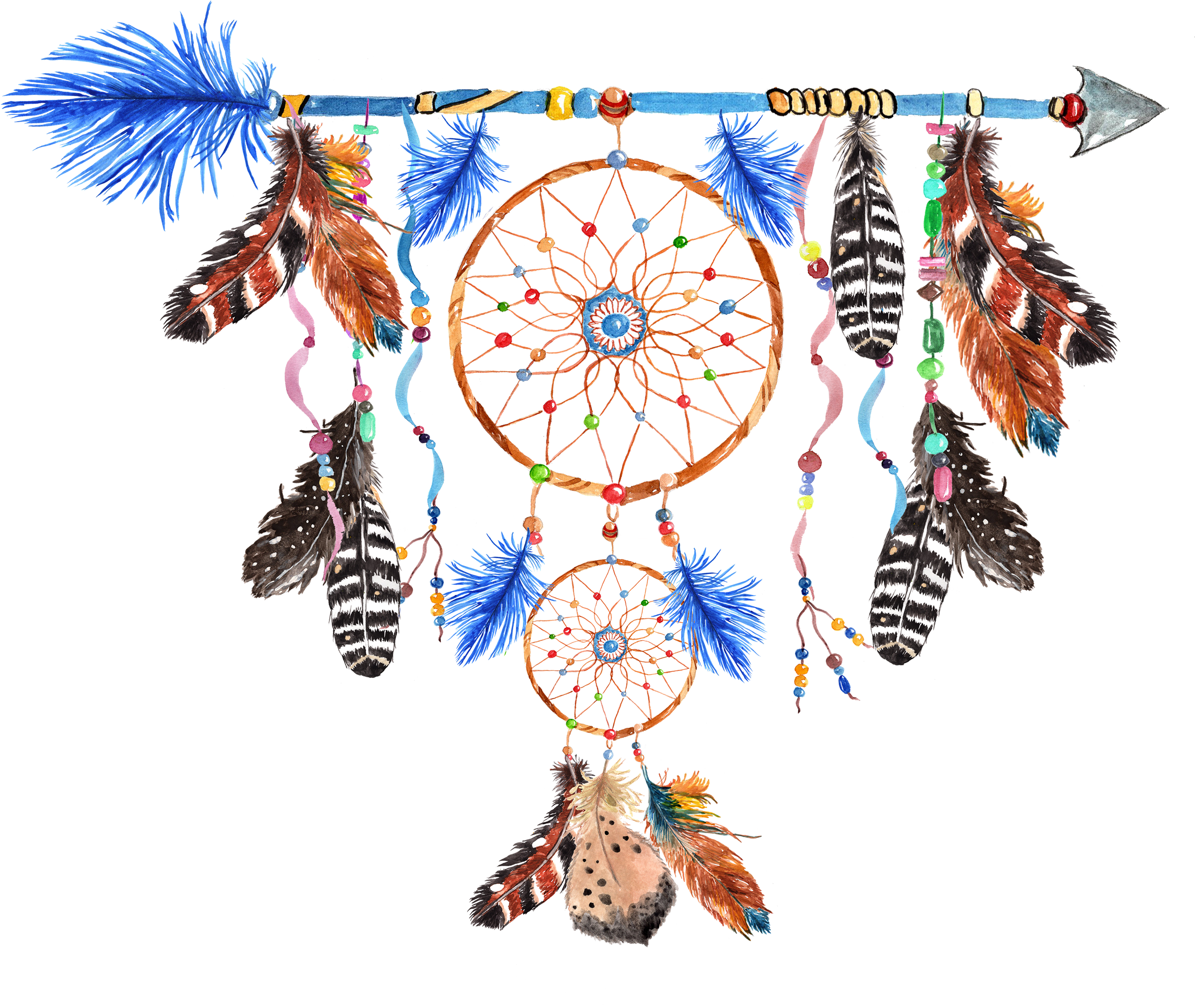 Dreamcatchers, Tribal Clip Art Example Image - Watercolour Transparent Dreamcatcher Png (3600x2700), Png Download