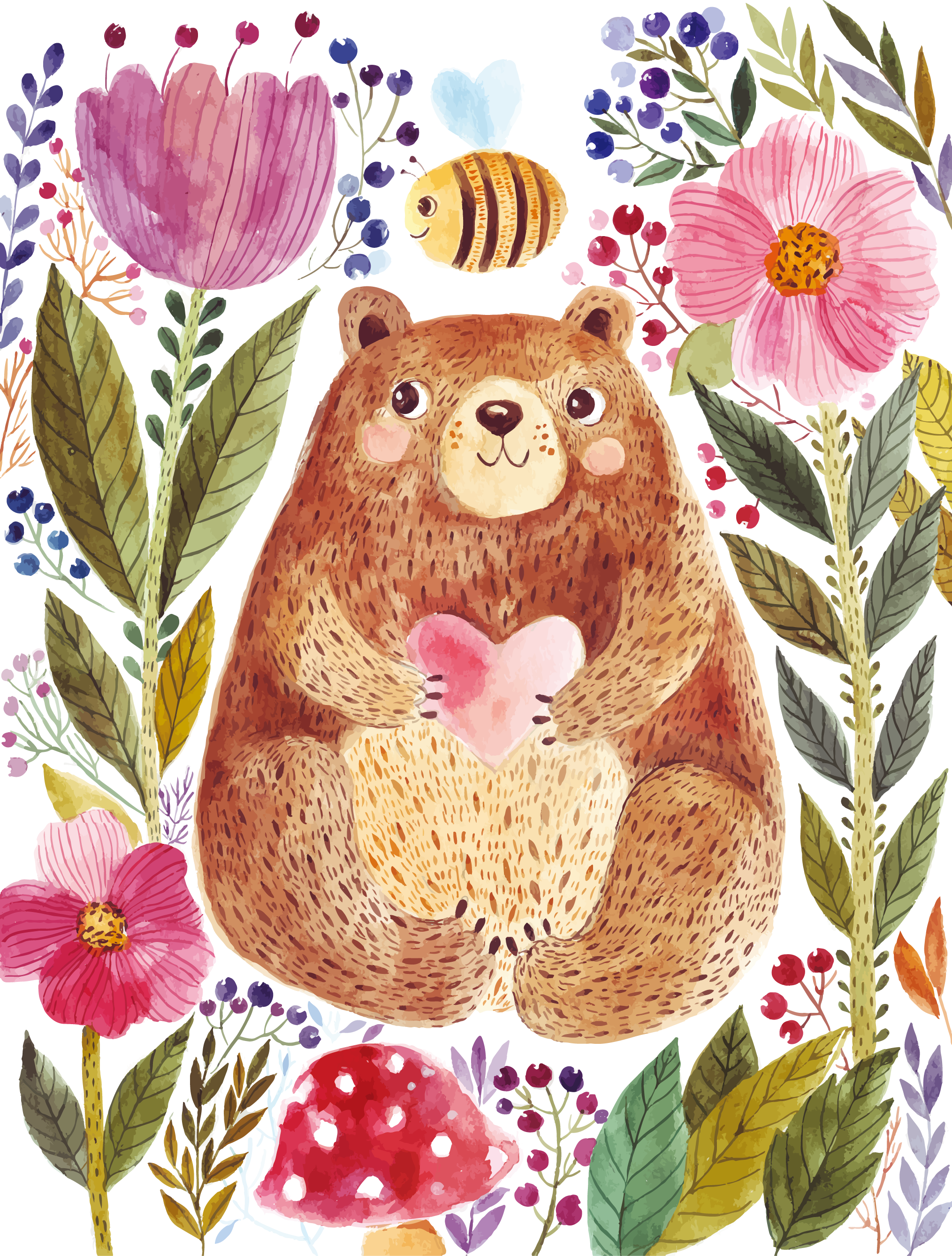 Watercolor Painting Stock Illustration Royalty - Little Bear Watercolor (2029x2676), Png Download