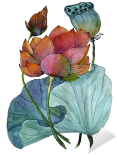 Original Watercolor Painting Of Aquatic Plants Of Lotus - Watercolor Painting (400x400), Png Download