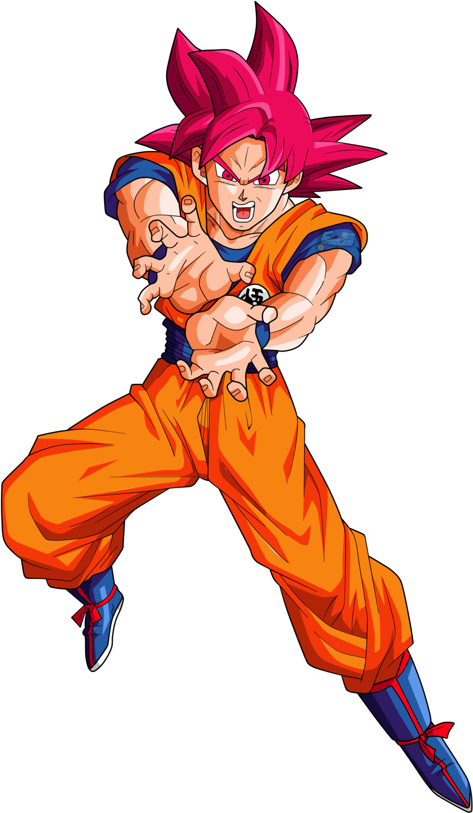 Goku Super Saiyan God By Frost Z-daipjm1 - Goku Ssj Dios Rojo Kamehameha (1024x1688), Png Download
