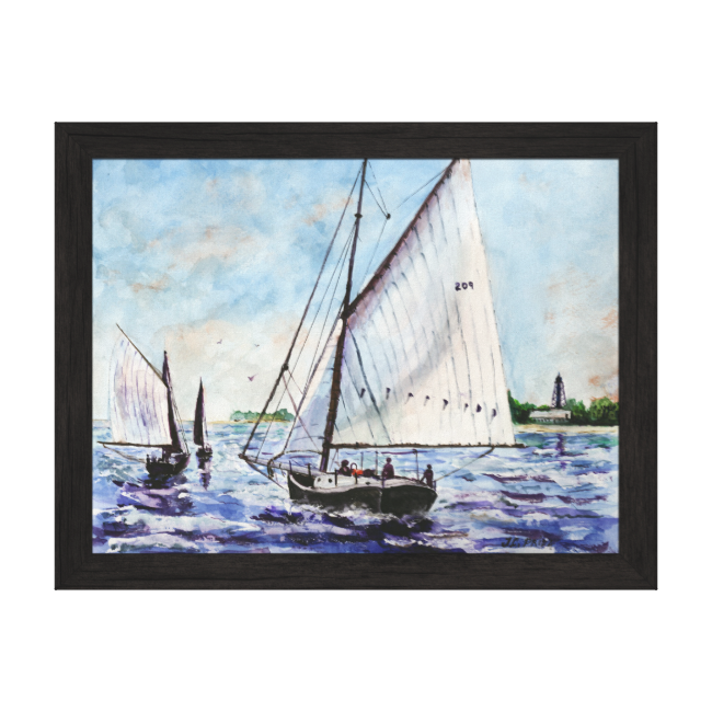 Sailing Along Fine Art Sailboats Watercolor Canvas - Watercolor Painting (650x650), Png Download