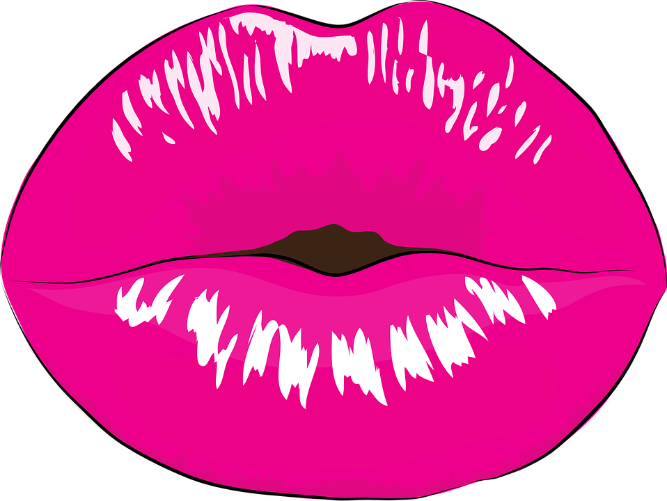 Hot Pink Lips - Lips Printable (958x720), Png Download