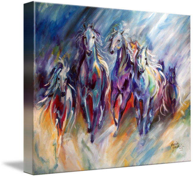 "blue Thunder Run" By Marcia Baldwin, Shreveport, Louisiana - Gallery-wrapped Canvas Art Print 20 X 16 Entitled Blue (650x595), Png Download