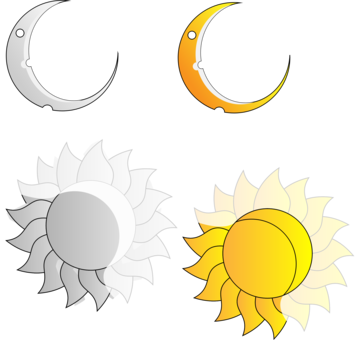 Lunar Eclipse Ray Sunlight Moon Symbol - Moon And Sun Png (360x340), Png Download