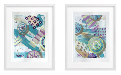 100 Umbrellas Original Paintings - Painting (480x416), Png Download