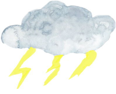 Storm Watercolor Lightning Clouds Weather - Flatworm (397x321), Png Download