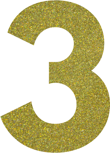 Confetti Gold - Gold Glitter Number 3 (450x545), Png Download