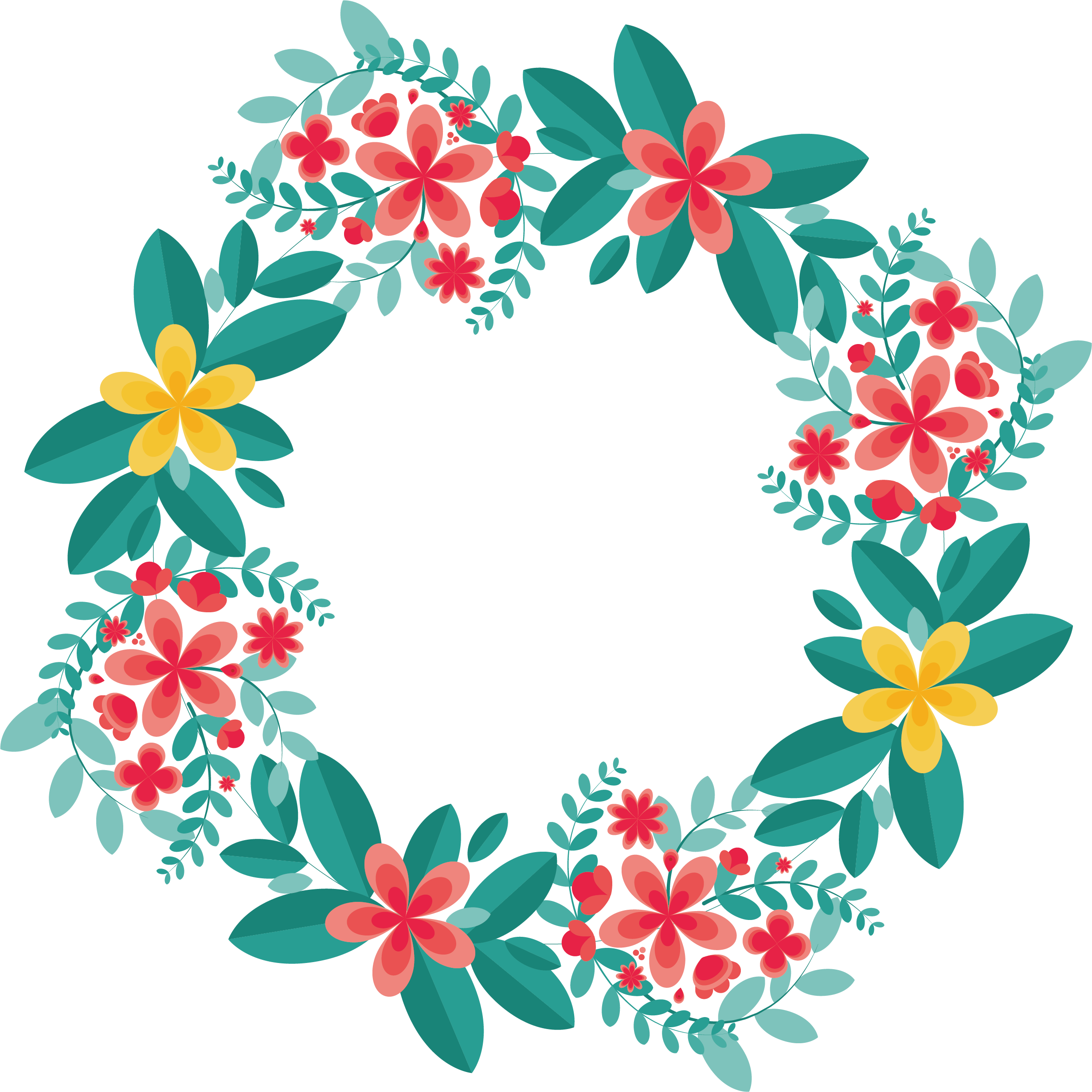 Flower Garland Wreath Floral Design Circle - Floral Design Circle Png (2463x2463), Png Download