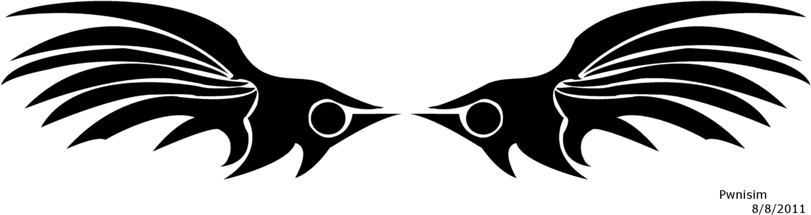 Picture Stock By Pwnisim On Deviantart - Tribal Wing Clipart Png (1604x498), Png Download
