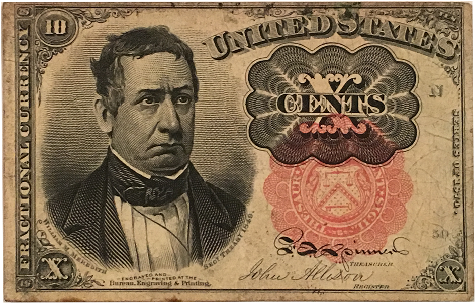 1874 Meredith Ten Cents Fractional Currency - Fractional Currency (1400x1400), Png Download