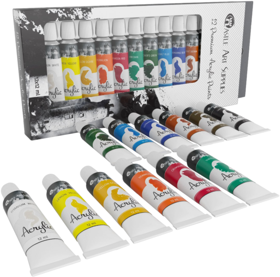 Castle Art Supplies Acrylic Paint Set Pack Of 12 Colors - Castle Art Supplies Acrylic Paint Set For Beginners (600x600), Png Download