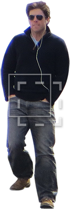 Man Walking Downstairs With Headphones - Man (450x450), Png Download