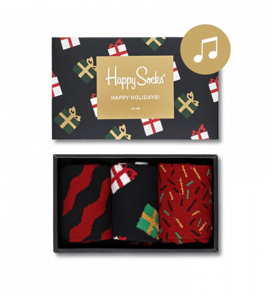 Singing Holiday Socks Gift Box - Happy Socks Happy Holidays (548x600), Png Download