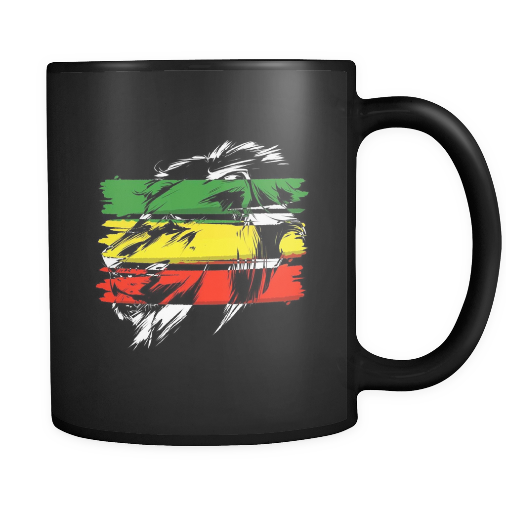 Jamaican Flag Lion Of Judah Rasta Reggae Roots Black - Blue Green Thin Line (1024x1024), Png Download
