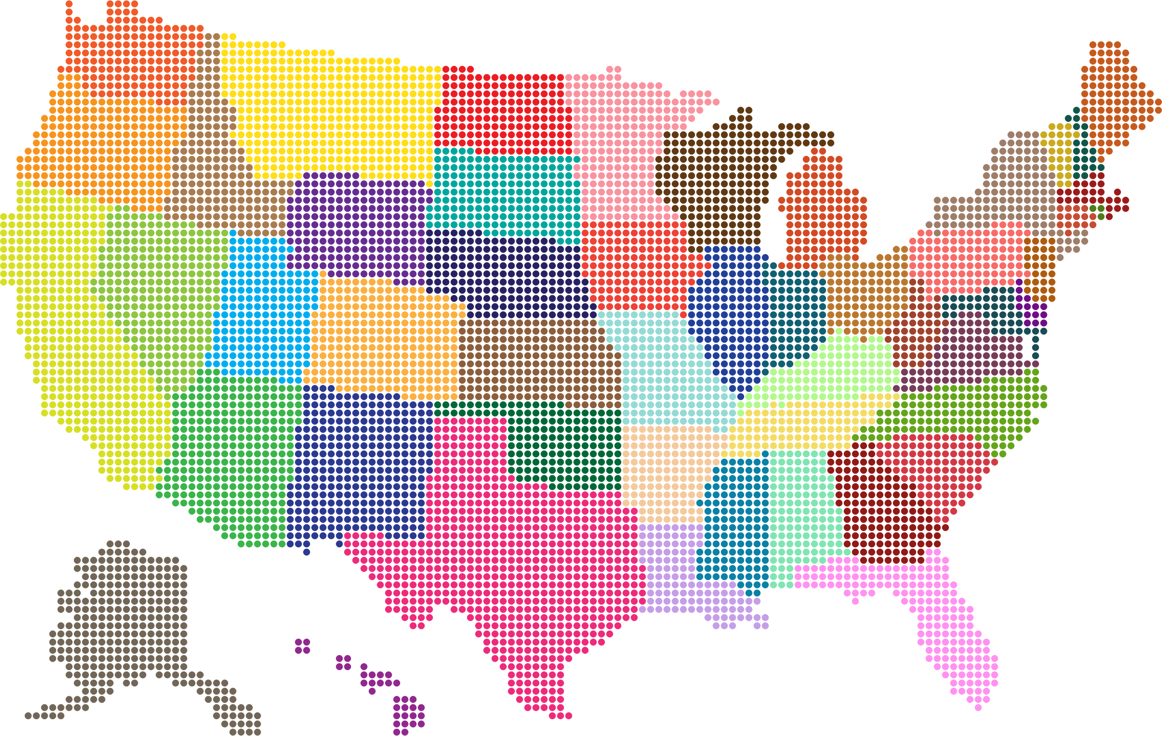 This Free Icons Png Design Of Multicolored United States (2344x1486), Png Download