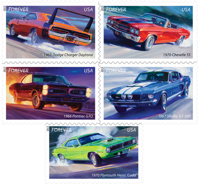 Artist Tom Fritz Muscle Car Stamps Prints - Muscle Car Stamps (400x372), Png Download