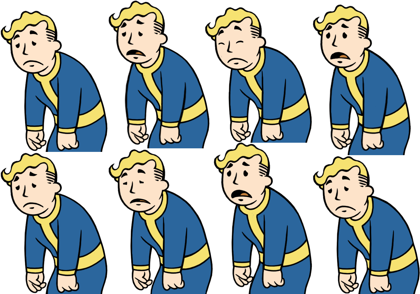 Vaultboy Animationshappynesslow - Fallout Vault Boy Sad (1419x1024), Png Download