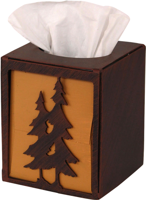Iron Double Pine Tree Square Tissue Box Cover - Coast Lamp Mfg. Pine Tree Square Tissue Box Cover (800x800), Png Download