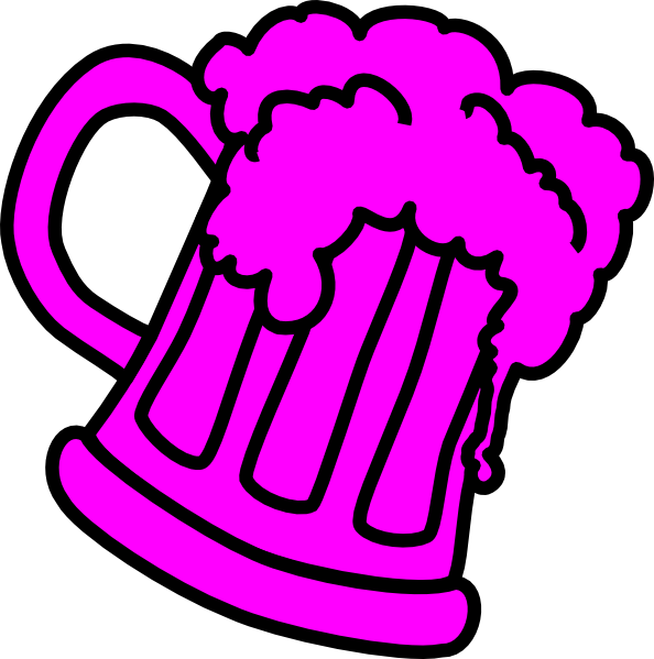 Pink Outline Beer Mug Clip Art - Beer Glassware (594x599), Png Download