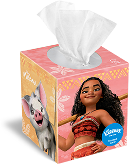 Disney Moana Pink 80 Count Tissue Box By Kleenex® - Disney Moana Party Supplies - 9oz Paper Cup (24) (424x365), Png Download