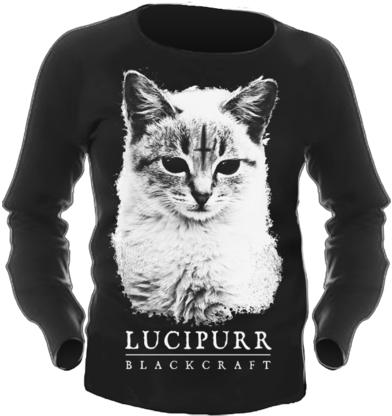 Women's Crewneck Sweater - Black Craft Cat Shirt (410x454), Png Download