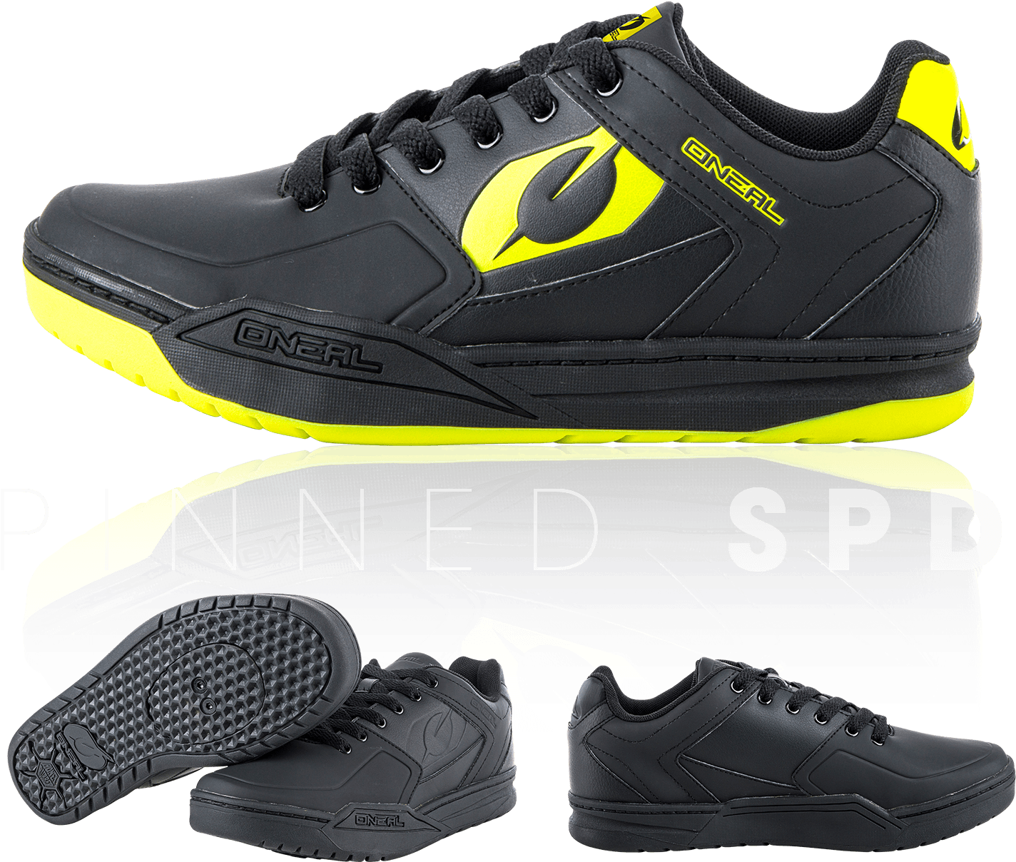 Flat Pedal Shoe Concept And Adapts It For Spd - Oneal Pinned Spd S18 Shoes Male - Black/neon-yellow (1500x1300), Png Download