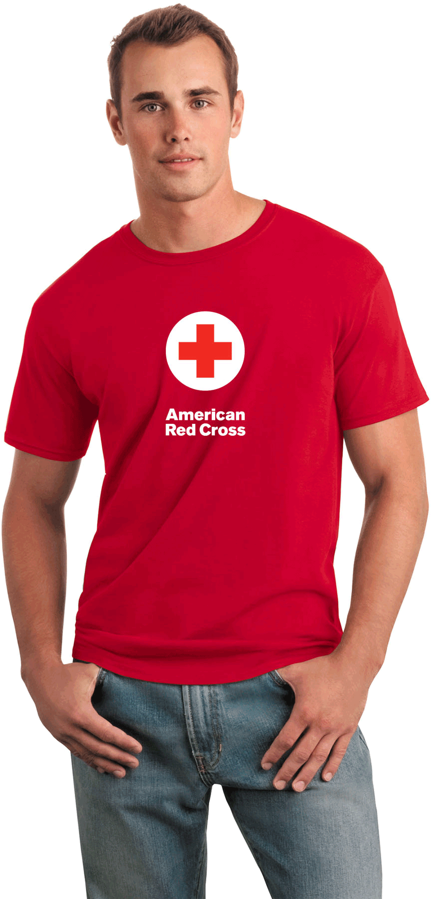 Unisex 100% Cotton Classic T Shirt With American Red - Gildan 64000 Softstyle T-shirt Royal Small (1800x1800), Png Download