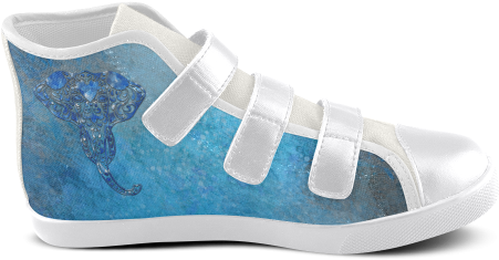 A Blue Watercolor Elephant Portrait In Denim Look Velcro - Suede (500x500), Png Download