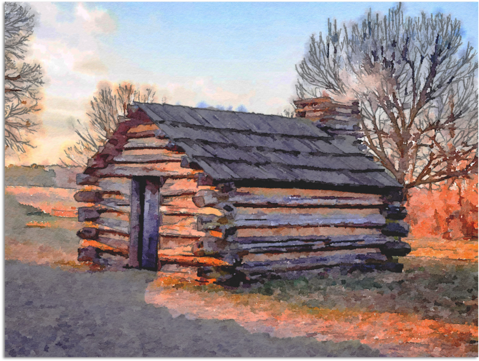 Vf Encampment Hut Smoke Photocolor Pc290137 - Log Cabin (1000x770), Png Download