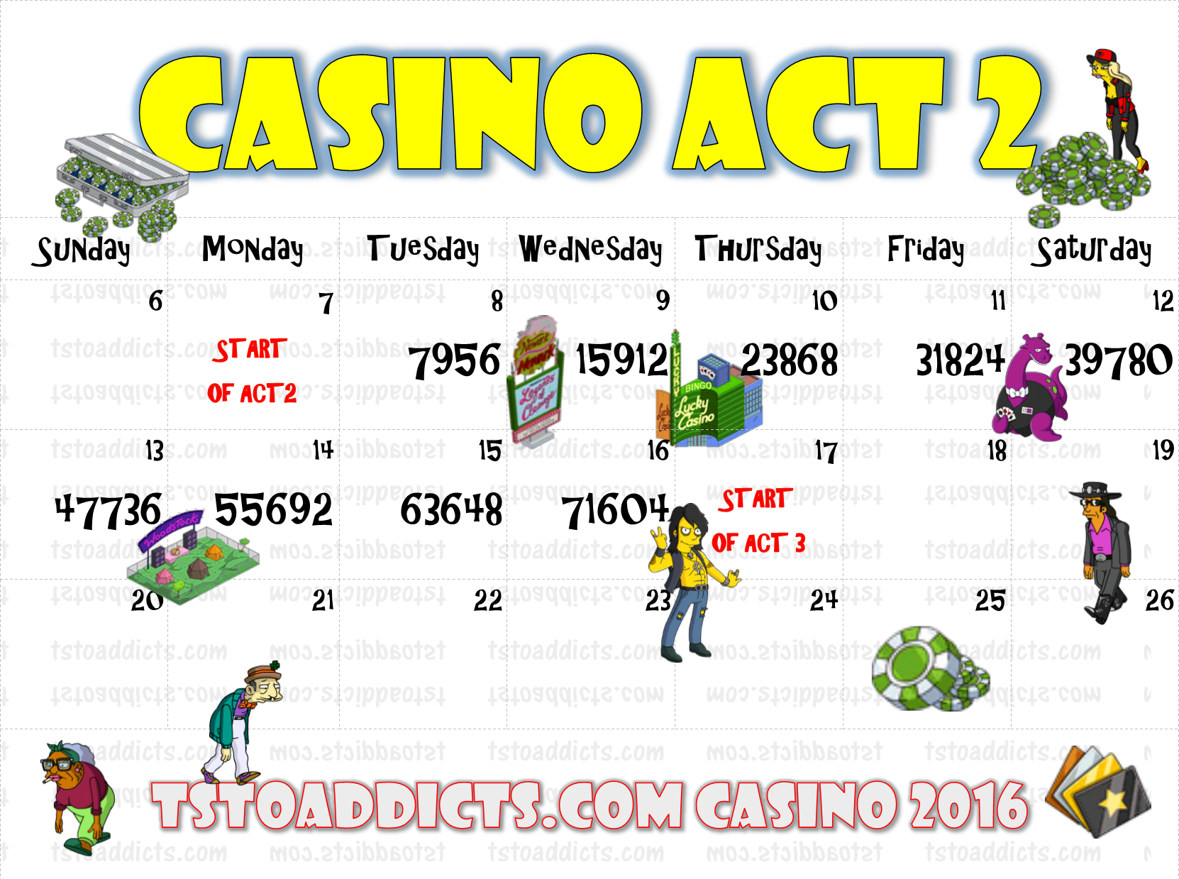 Casino Act 2 Calendar - The Simpsons: Tapped Out (1662x1239), Png Download