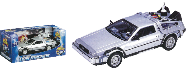Back To The Future - Welly 1/24 Scale Diecast Metal Delorean Time Machine (639x233), Png Download