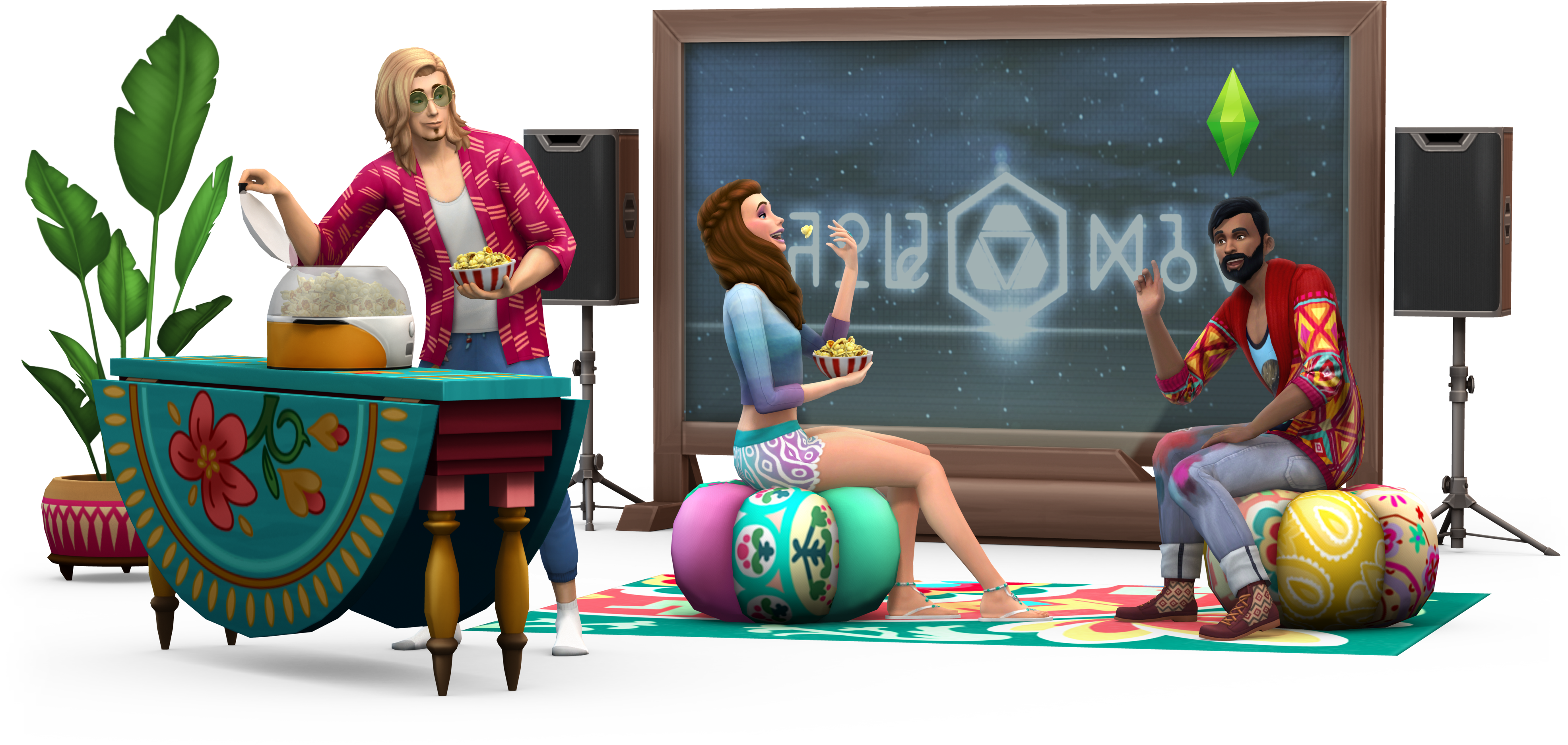 'the Sims 4 Movie Hangout Stuff' Review - The Sims 4 (4000x2936), Png Download