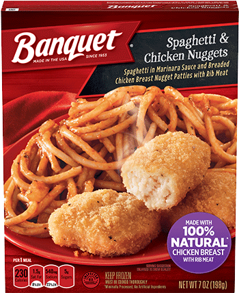 Spaghetti & Chicken Nuggets Meal - Mac Cheese And Steak (500x500), Png Download