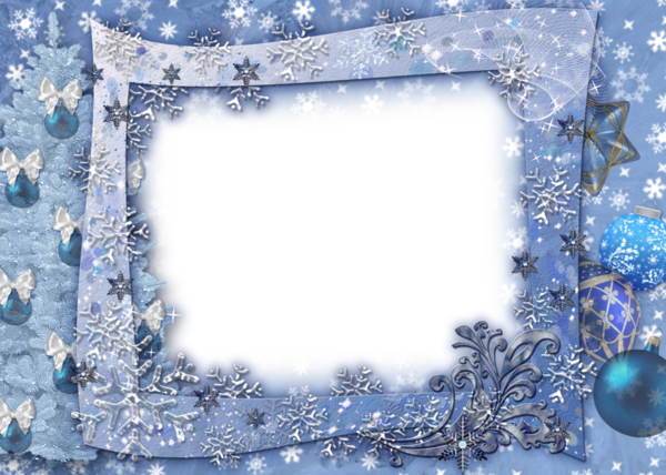 Visit - Christmas Border Png Blue (600x428), Png Download