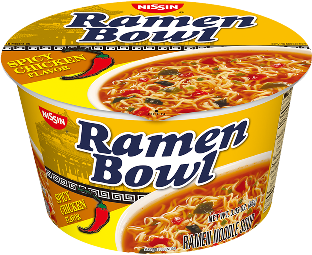 Nissin Ramen Bowl Spicy Chicken Flavor - Instant Ramen Bowl (1230x853), Png Download