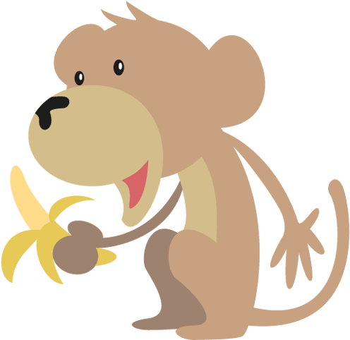 A Happy Cartoon Monkey With Banana - Song (500x490), Png Download