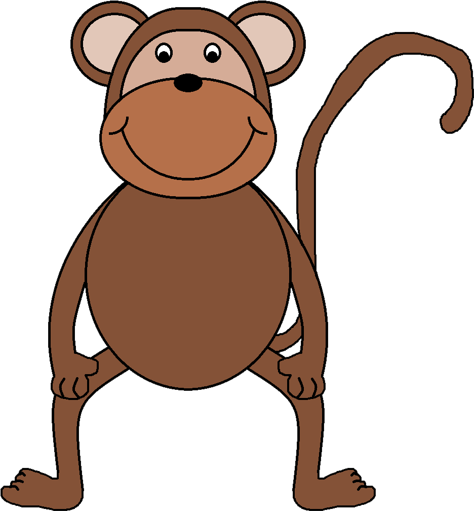 Monkey Clip Art Outline Free Clipart Images - Clip Art Monkey (963x1036), Png Download
