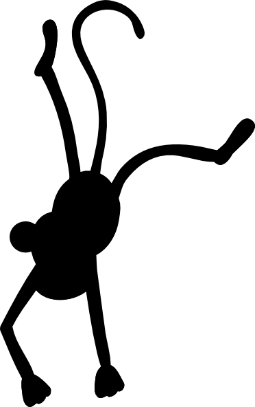 Shadows Clipart Monkey - Monkey Black Clip Art (372x592), Png Download