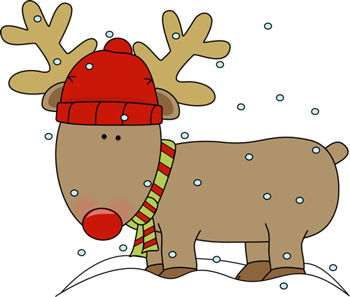 Reindeer In The Snow - Reindeer In Snow Clipart (500x424), Png Download