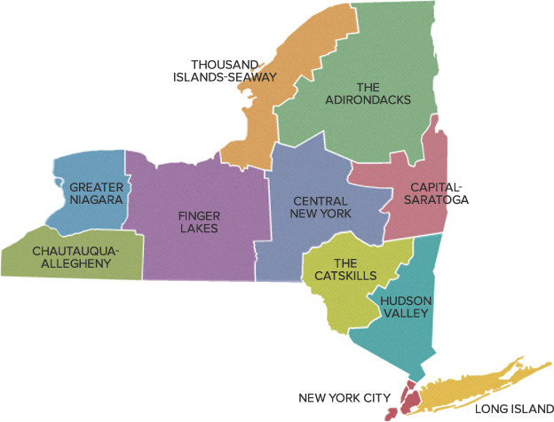 Regions Of New York State - New York Regions Map (624x476), Png Download