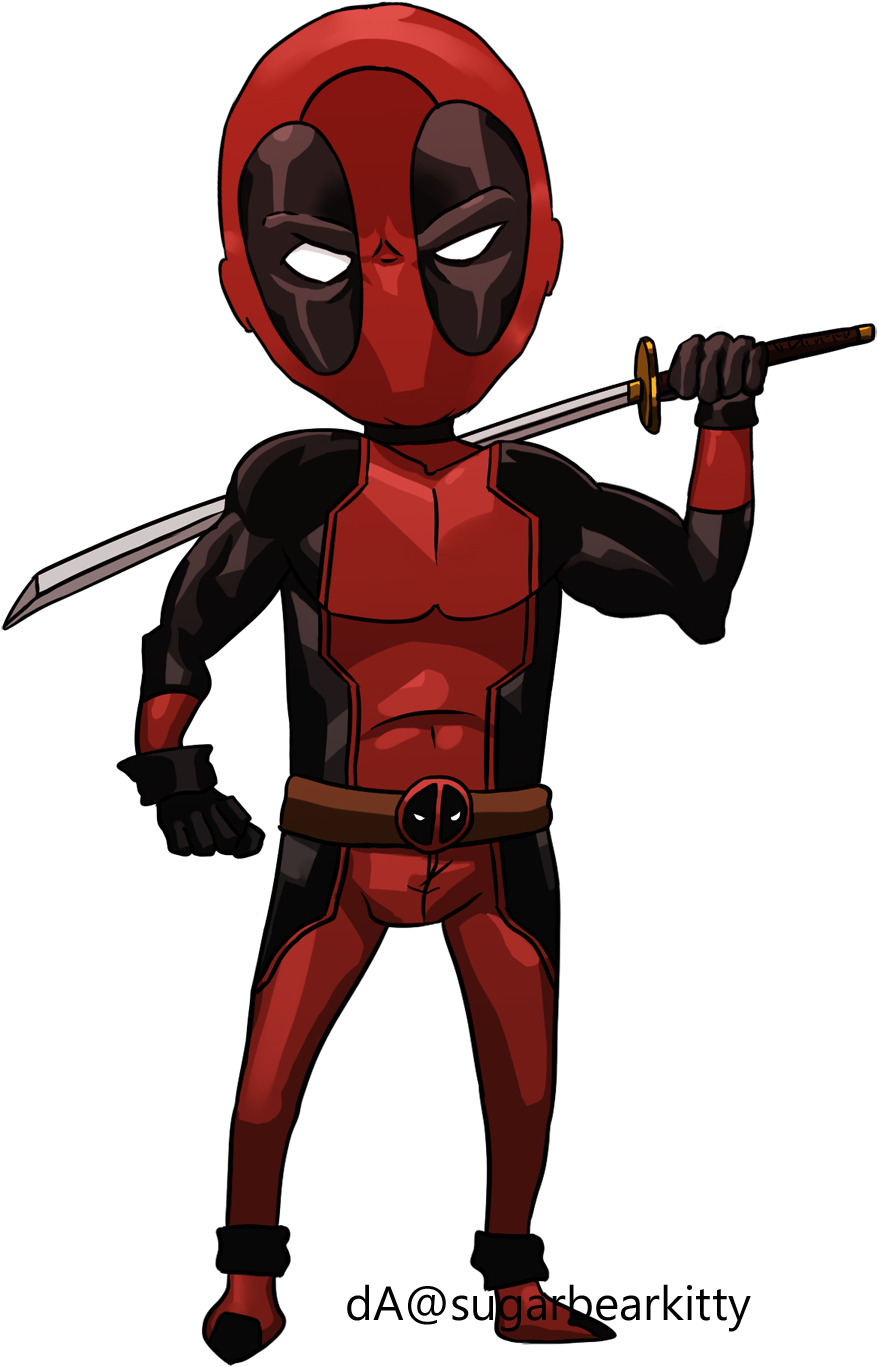 Clip Art Black And White Deathstroke Spider Man Chibi - Deadpool Vs Spiderman Chibi Png (947x1421), Png Download