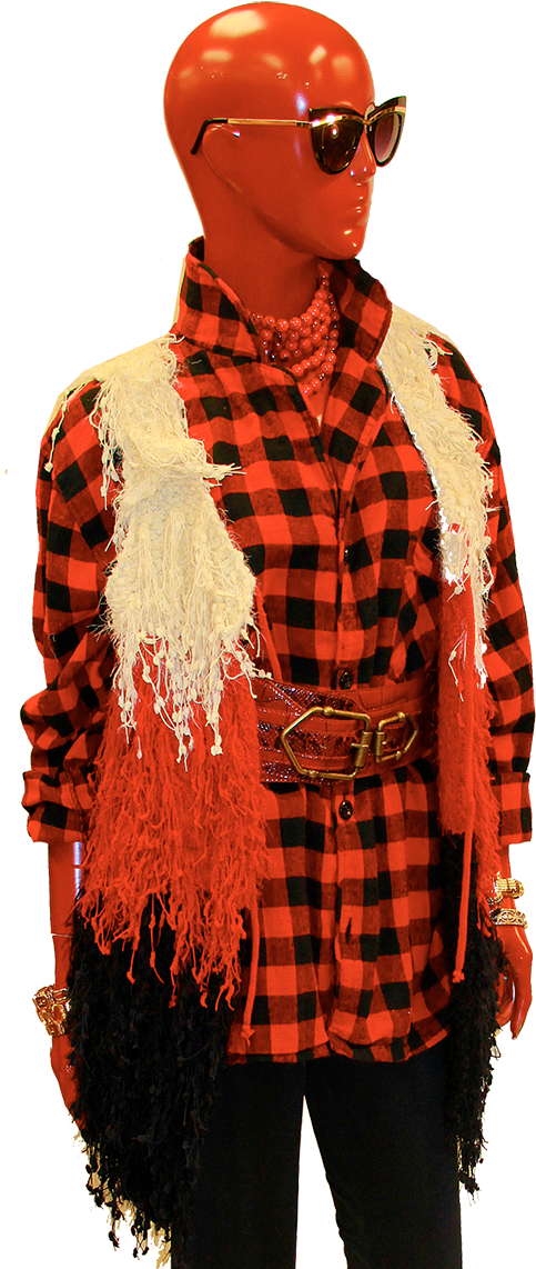 "burning Man" Tri-tone Shag Knit Vest (787x1180), Png Download