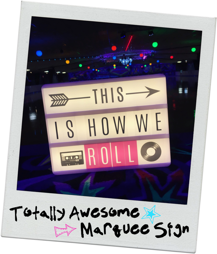 Neon 80s Rollerskating Party Marquee Sign (877x1024), Png Download